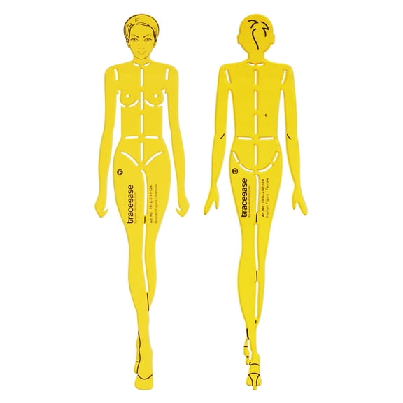 Traceease Female Human Figure Template Stencils Fashion Designers Drafting Tools, 2 Piece ( Front & Back)