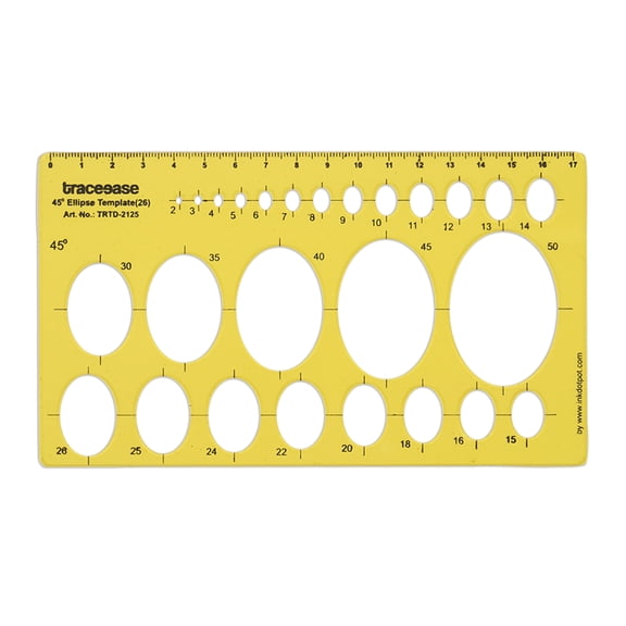 Traceease Geometric Drafting 45 Ellipse Template Drawing Stencil, Designing Template Measuring Ruler