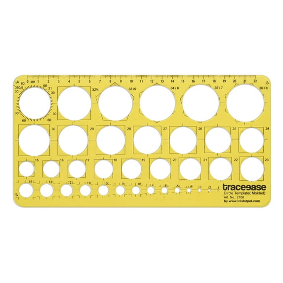 Traceease Geometric Drafting Circle Molded Template Drawing Stencil, Designing Template Measuring Ruler