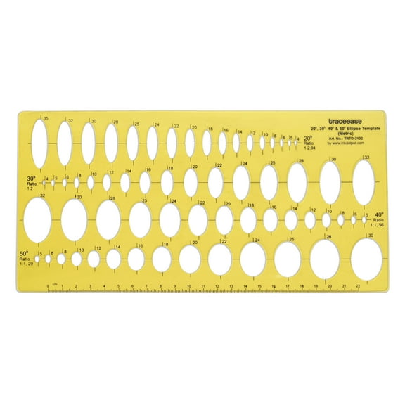 Traceease Geometric Drafting Ellipse Template Drawing Stencil, Designing Template Measuring Ruler