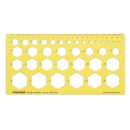 Traceease Geometric Drafting Hexagon Template Drawing Stencil, Designing Template Measuring Ruler