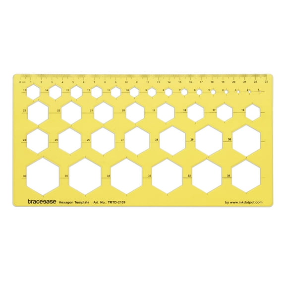 Traceease Geometric Drafting Hexagon Template Drawing Stencil, Designing Template Measuring Ruler