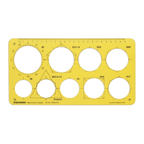 Traceease Geometric Drafting Maxi Circle Template Drawing Stencil, Designing Template Measuring Ruler