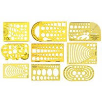 Traceease Geometric Drafting Templates Multi Shapes Drawing Stencils- Geometry Designing Measuring Ruler- Pack of 9 Pieces