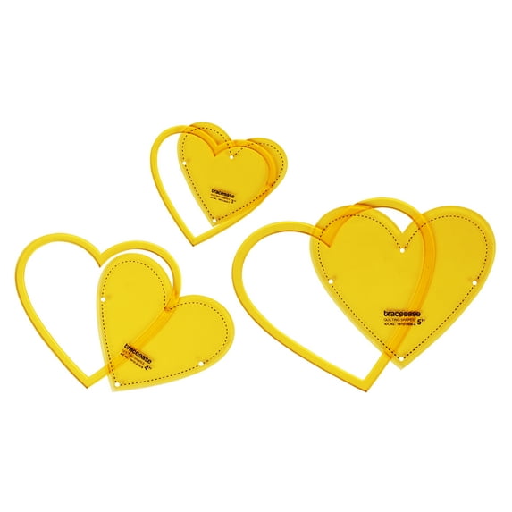Traceease Heart Quilting Template Stencils Set Of 3, 3"/4"/5" inches DIY Sewing Quilt patchwork templates for Quilting-Q8