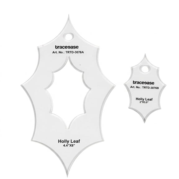 Traceease Holly Leaf Quilting Template Set, Acrylic Stencil For Sewing
