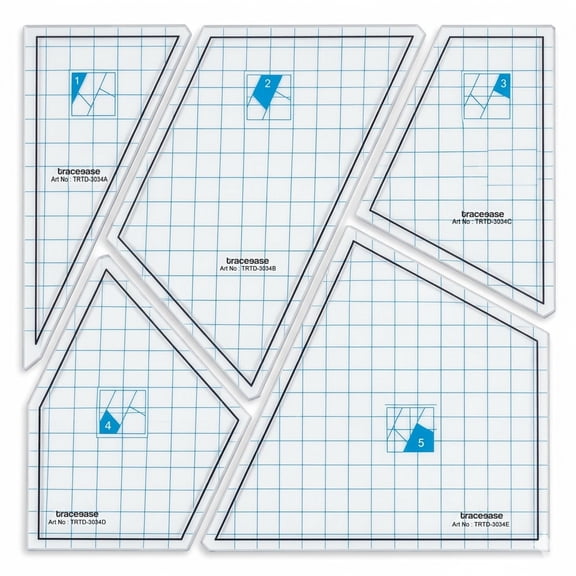 Traceease Laser Cut Acrylic Quilt Template Set - 5 Pc 9 Inch Square Patchwork Rulers with 1/4 Inch Seam Allowance - Precision Sewing Tools for Quilt Blocks & Scrap Fabric