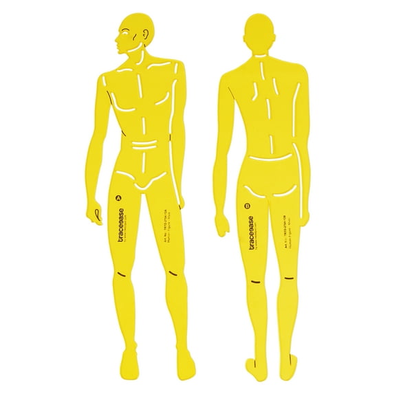 Traceease Male Human Figure Template Stencils Fashion Designers Drafting Tools, 2 Piece ( Front & Back)