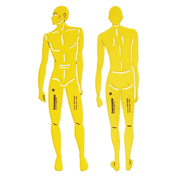 Traceease Male Human Figure Template Stencils Fashion Designers Drafting Tools, 2 Piece ( Front & Back)