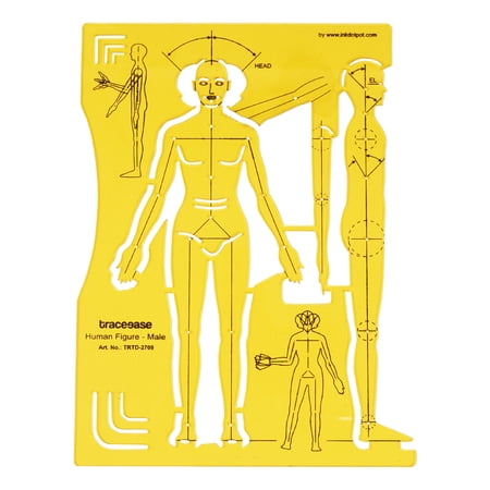 Traceease Male Human Figure Template Stencils Fashion Designers Drafting Tools, Male Human Figure Template