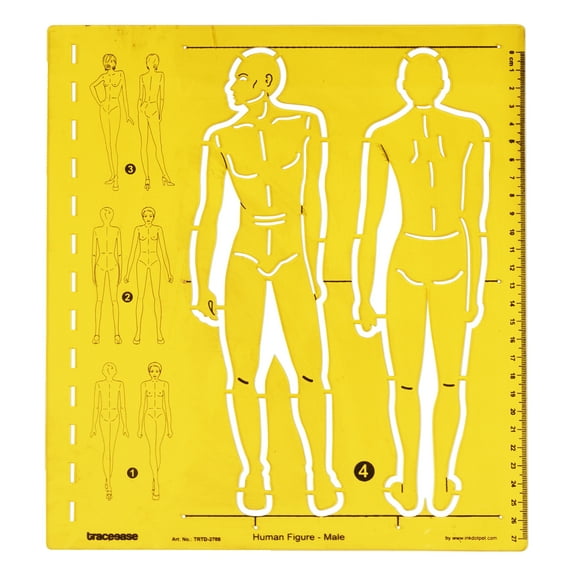Traceease Male Human Figure Template Stencils Fashion Designers Drafting Tools, Male Human Figure Template