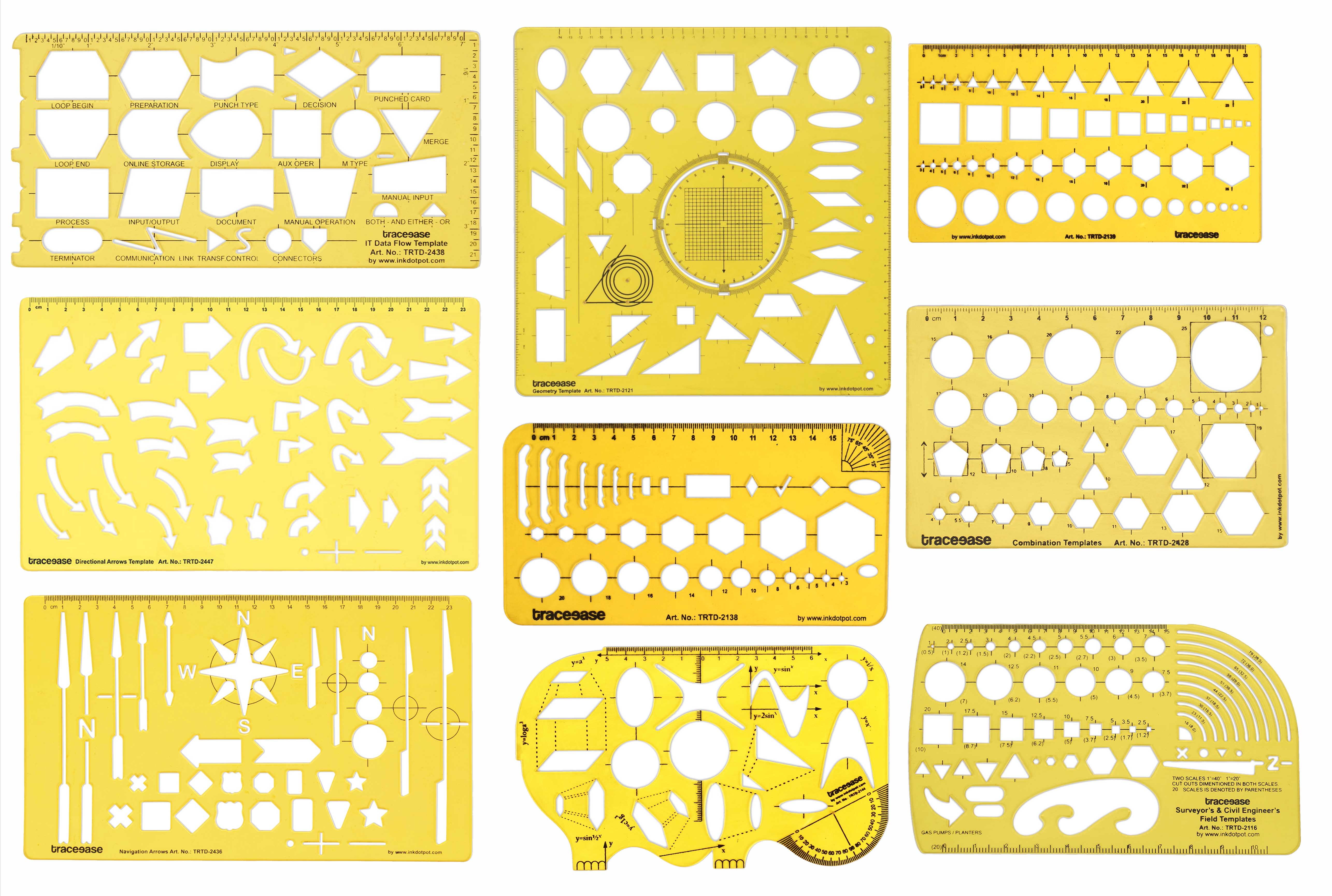 Traceease Pack of 9 Pieces, Multi-Shapes Geometry & Arrow Designing ...
