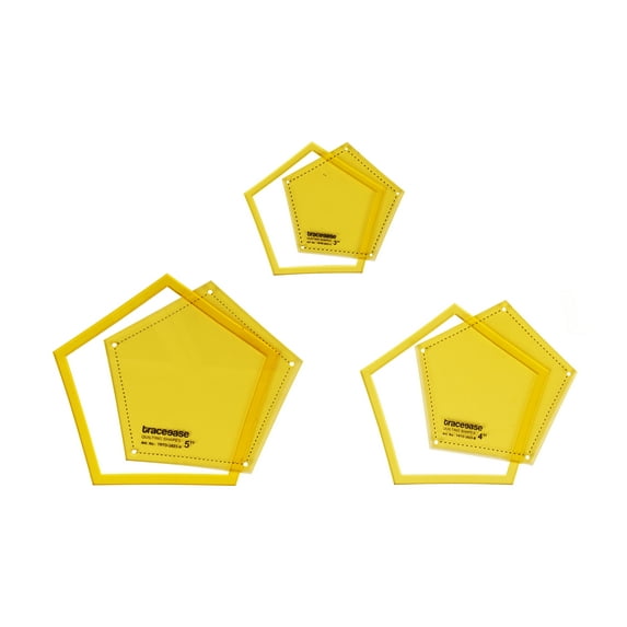 Traceease Pentagon Quilting Template Stencils Set Of 3, 3"/4"/5" inches DIY Sewing Quilt patchwork templates for Quilting-ES