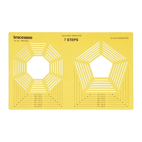 Traceease Quilting Template Stencils DIY Sewing Machine Quilt Ruler Quilting Tools, Octagon & Pentagon (7 Sizes Each)