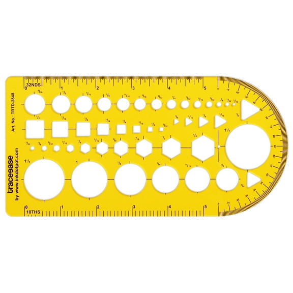 Traceease Trace Simple Trace Stable, 43 Geometric Cutouts Symbols, Drawing Shapes template for Schools and Offices All Purpose 1 PC Measurement Plastic Ruler, 20.3 cmx 10.1cm