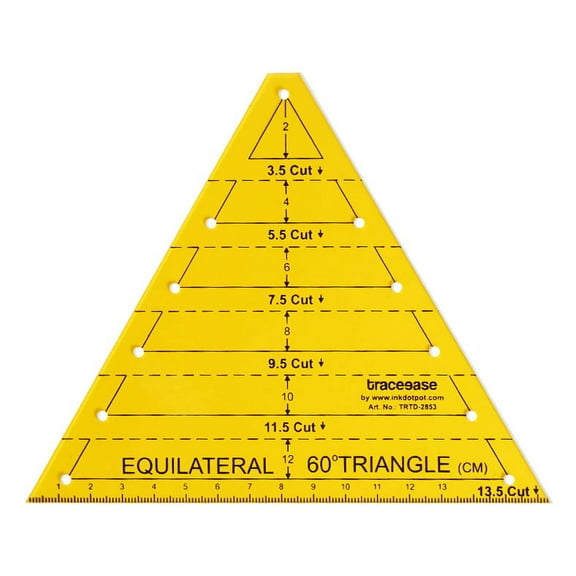 Traceease Trace Simple Trace Stable, Equilateral 60 Degree Triangle Quilting Drawing Template, DIY Stitching and Sewing Tools, Textile Cutting Angular Measurement Plastic Ruler, 13.9 cmx 16.5 cm