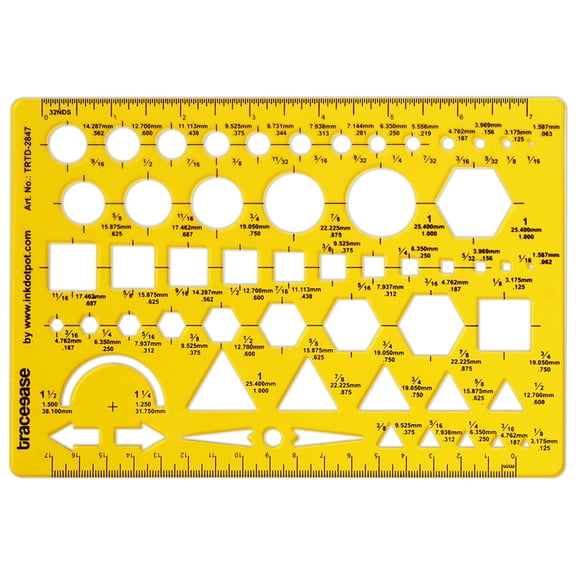 Traceease Trace Simple Trace Stable, Calculation and Marking Geometric Cutouts Symbols, Drawing Shapes for Schools and Offices All Purpose 1 PC Measurement Plastic Ruler, 20.3 cmx 13.9 cm