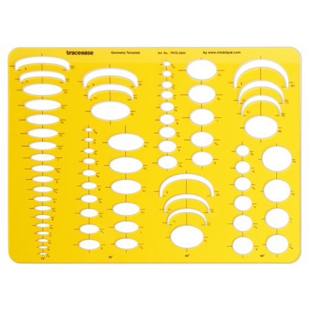 Traceease Trace Simple Trace Stable, Four-In-One Ellipse Template, Geometry Stencil Scale for Students, 30.4 cmx 22.8cm