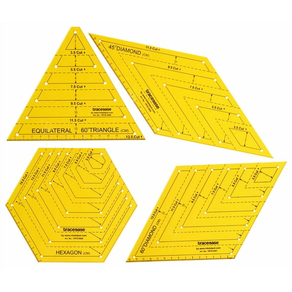 Traceease Trace Simple Trace Stable, Set of 4 Quilting Templates Drawing Template, DIY Stitching and Sewing Tools, Textile Cutting Angular Measurement Plastic Ruler