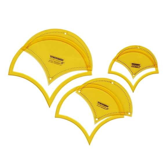 Traceease clam shell Quilting Template Stencils Set Of 3, 3"/4"/5" inches DIY Sewing Quilt patchwork templates for Quilting-2M