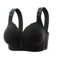 thumbnail image 1 of Traceless Women's Wireless Lace Bra, Breathable No Steel Ring Underwear, Comfortable Thin Cup, Front Opening Buckle for Everyday Wear #Black,46/105, 1 of 6