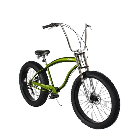 Tracer Avalon GT7 26" Beach Cruiser Bike, Hi-Ten Steel Frame, Matte Green, 7 Speed, Disc Brake, for Men