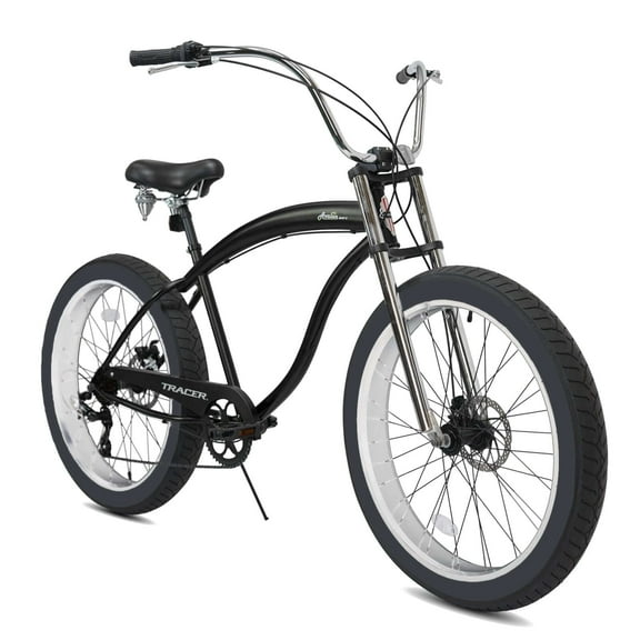 Tracer Avalon GT7 29'' Beach Cruiser Bike for Men, 7 Speed, Suspension Saddle, Disc Brake, Fat Tires, Matte Black