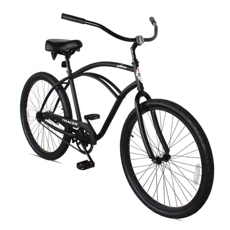 Tracer 26" Beach Cruiser Bike,Single Speed Bicycles For Men,Coaster Brake,Moon-Type Handlebar,Matte Black