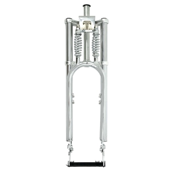 Tracer Adjustable Dual Spring Bike Fork for 26"-29" Fat Tire Beach Cruiser Bikes, 1-1/8" (28.6mm) Disc Brake Suspension Fork, Chrome