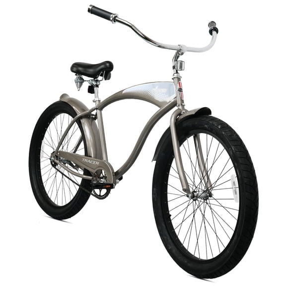Tracer Avera 26" Beach Cruiser Bike for Men,Single Speed,Grey,Coaster Brake,26 inch Wheels Size,City Commute Bicycle
