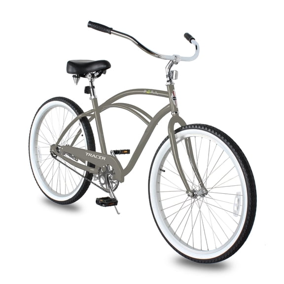 Tracer Bora 26'' Beach Cruiser Bike for Men,Matte Grey,Single Speed,Coaster Brake,26 inch Wheel Size,City Commute Bicycle for Adults