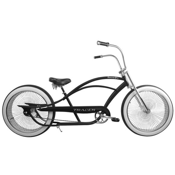 Tracer Beacon Pro Stretch Beach Cruiser Bike for Adult, 26 inch Wheels, 1-speed with Coaster Brake, 140 Spokes Fat Wheels for Men, Black