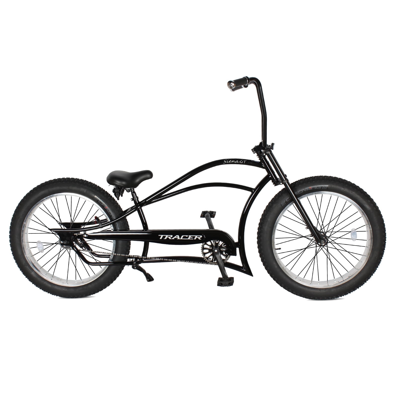 Tracer Siena GT 26 Matte Black Chopper Stretch Cruiser Bike
