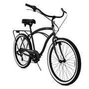 Tracer Bora 26 Beach Cruiser Bike for Men,7 Speed,Matte Black,V Brake,26 inch Wheel Size,City Commute Bicycle,for Adults,for riders 5 3  and 6 4