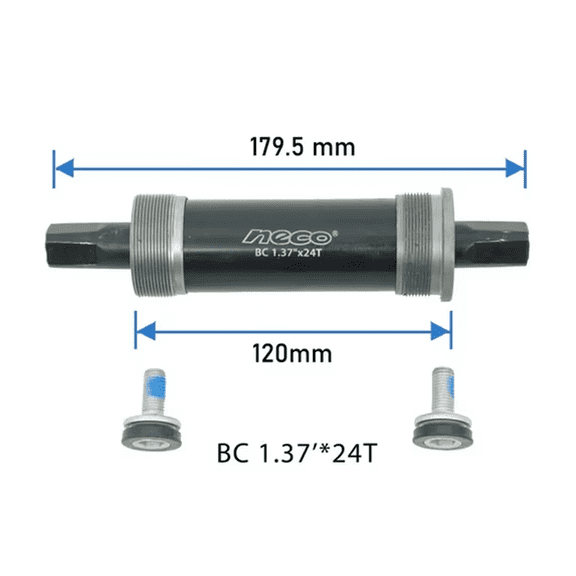 Tracer 1.37" x24T Threaded Cartridge Bottom Bracket, 120mm Shell Width, 179.5mm Axle Length, for 7-speed Disc brake