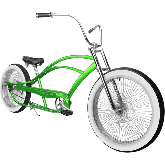 Tracer Bronco Pro 26” Stretch Beach Cruiser Bike for Men, 1 Speed, Fat Tires, Coaster Brake, Green
