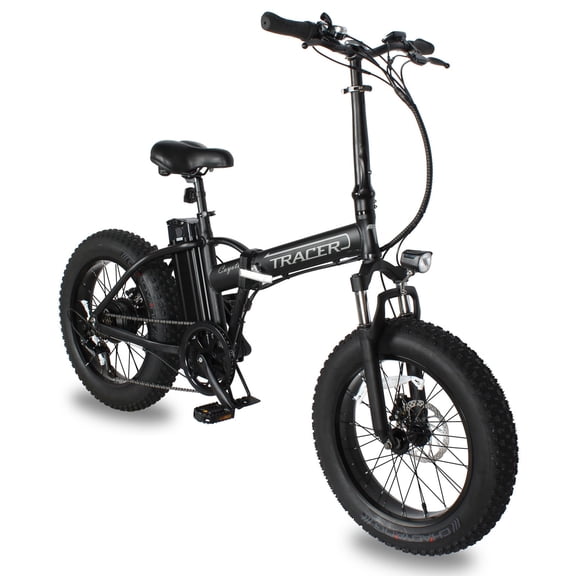 Tracer Coyote 20'' 500W Folding Electric Bike, 48V/12.5Ah, 25mph, 30 Miles, 4.0 Fat Tire, 7-speed, 5 PAS, Disc Brske, Matte Black