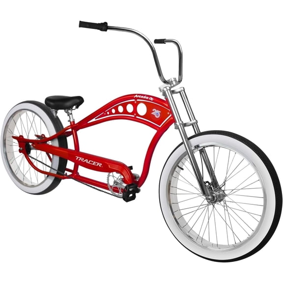 Tracer Arcadia 26 inch Cruiser Bikes for Men,Single Speed,Red,26'' inch Wheel Size,Fat Tire City Commute Bicycle