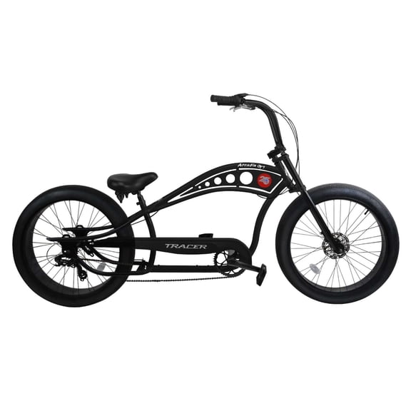 Tracer Arcadia 26 inch Beach Cruiser Bike for Men, 7- Speed, Disc Brake, Fat Tire, Mid Rise Handlebar, Matte Black