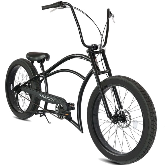 Tracer Harman 3i Beach Cruiser Stretch Fat Tire Bike, 26'' Wheel, High-rise Handlebar, Internal 3-Speed, Disc Brake, for Man, Matte Black