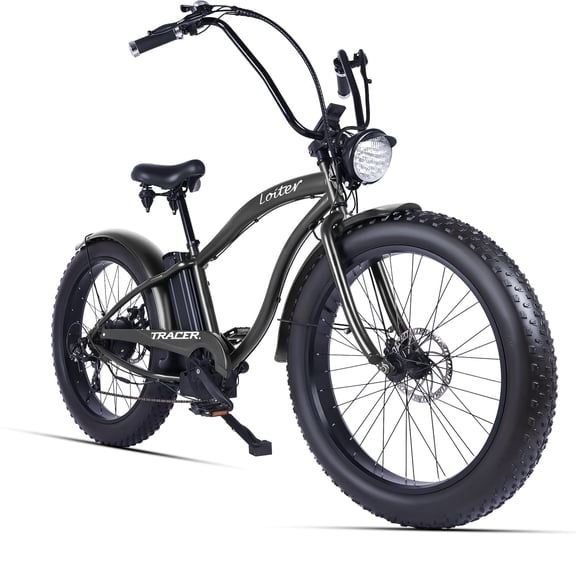 Tracer Loiter 26" 800W Cruiser E-bike, 7 Speed, 40-60mi, 48V 17.5Ah, 25mph, Disc Brake, for Men, Black UL2849