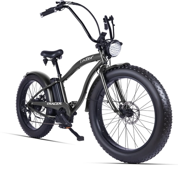 Tracer Loiter 26" 800W Cruiser E-bike, 7 Speed, 40-60mi, 48V 17.5Ah, 25mph, Disc Brake, for Men, Black UL2849