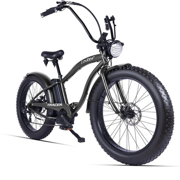 Tracer Loiter 26" 800W Cruiser E-bike, 7 Speed, 40-60mi, 48V 17.5Ah, 25mph, Disc Brake, for Men, Black