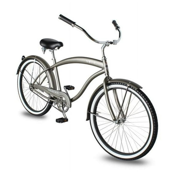 Tracer Nova 26'' Mens Beach Cruiser Bike for Adults,Matte Grey,Single Speed,Coaster Brake,26 inch Wheel Size,Hi-ten Steel Frame,Adults Bicycle