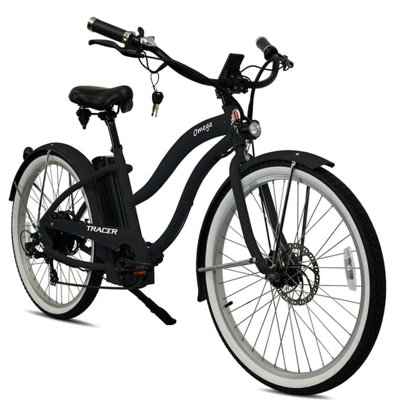Tracer Omega 26" 500W Cruiser E-bike, 7-speed, 30mi, 48V 14Ah, 25mph, Disc Brake, for Women, Black UL2849