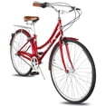 thumbnail image 1 of Tracer Osaka Hybrid City Bike for Women, Hi-ten Steel Frame, Shimano 3 Speed, 27 Wheels, Brown Seat and Grips, Commuter - 19" Frame - Red, 1 of 9