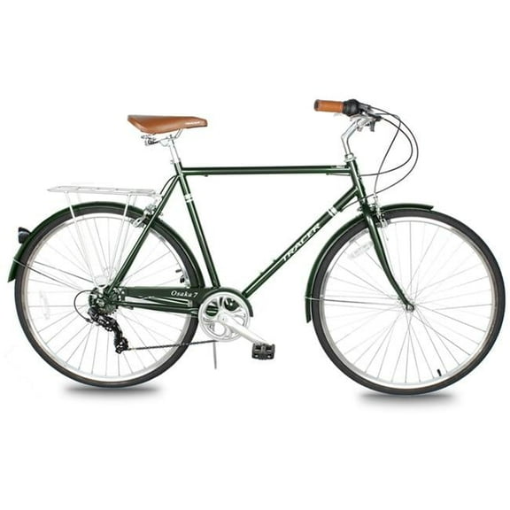 Tracer Osaka Men's Hybrid City Bike 23" Green Steel Frame Shimano 7 Speed 28" Wheels