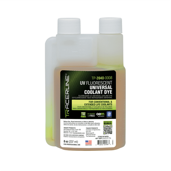 Tracer Products 8 oz (237 ml) bottle Rite-Blend universal conventional and extended coolant dye (GM approved)