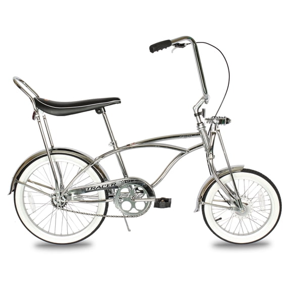 Tracer Smart Classic Lowrider Beach Cruiser Bike, 20" Front Wheel, 16" Rear Wheel, Banana Seat, Coaster Brake, Drum Brake, for Teen, Adult, Chrome