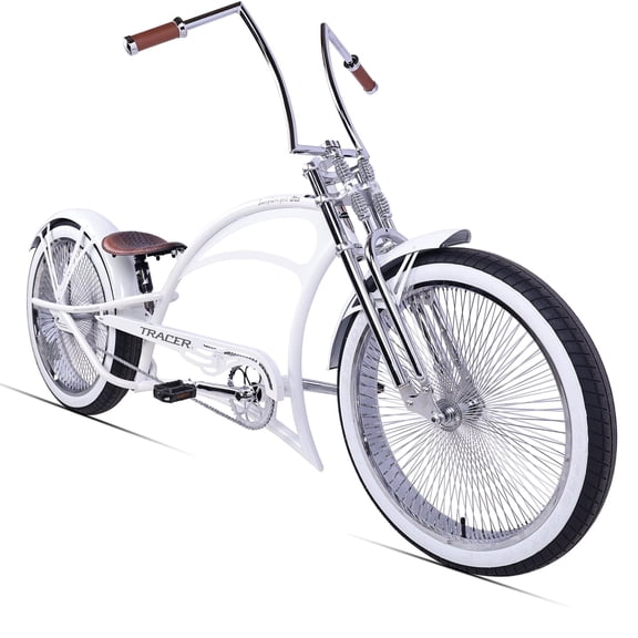Tracer Scorpion Pro DTS Stretch Beach Cruiser Bike, 26" Wheel, Fat Tire, Coaster Brake, for Men, White